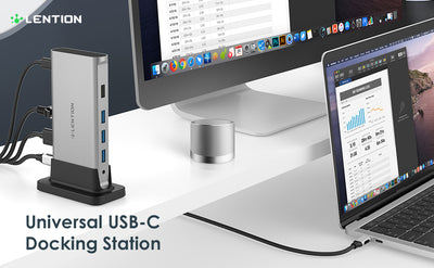 LENTION USB C Docking Station (CB-D53, Space Gray)