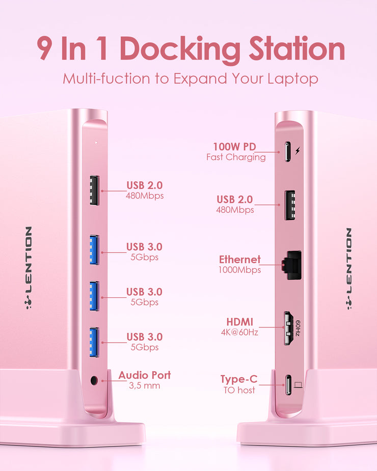 LENTION Universal USB-C Docking Station 4K60Hz (CB-D53s)