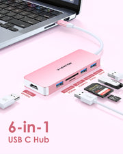 LENTION USB C Hub with 4K HDMI, 3 USB 3.0, SD/Micro SD Card Reader (CB-C18)