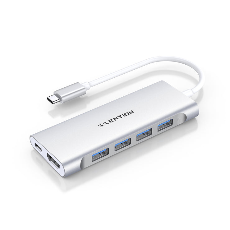 LENTION 6 in 1 Long Cable USB-C Hub with 4K HDMI, 4 USB 3.0, and PD (CB-C35H)