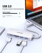 LENTION USB C Hub with 4K HDMI, 3 USB 3.0, SD/Micro SD Card Reader (CB-C18)