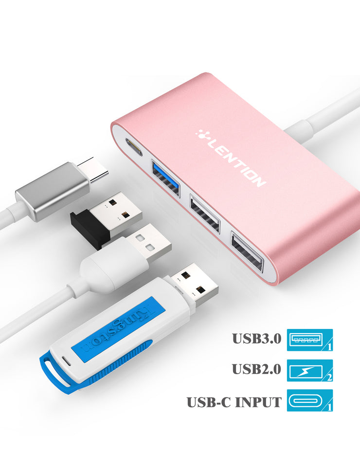 LENTION 4-in-1 USB-C Hub with USB 3.0, USB 2.0 (CB-C13)