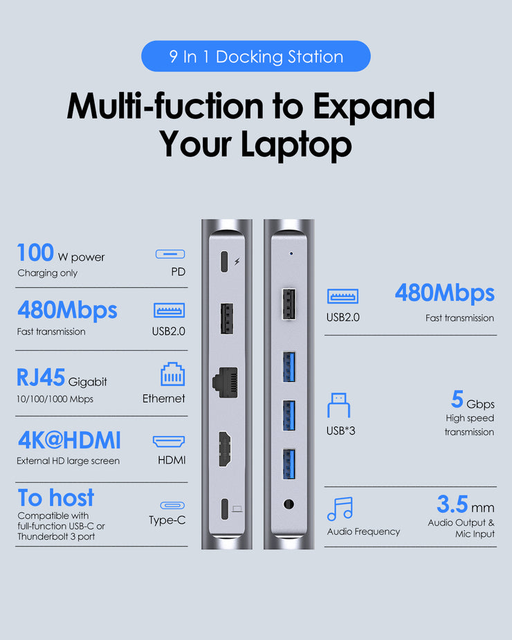 LENTION Universal USB-C Docking Station 4K 30Hz (CB-D53)