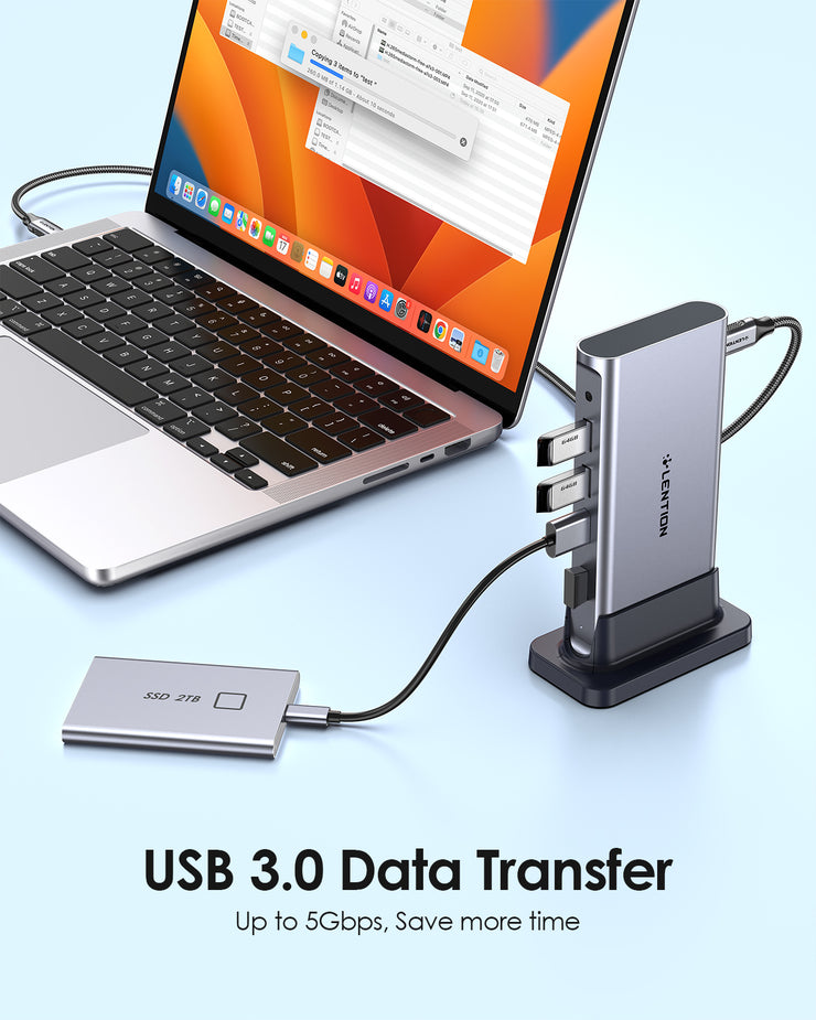 LENTION Universal USB-C Docking Station 4K60Hz (CB-D53s)