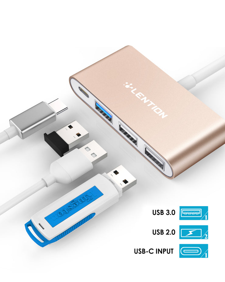 LENTION 4-in-1 USB-C Hub with USB 3.0, USB 2.0 (CB-C13)