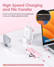 LENTION 6 in 1 Long Cable USB-C Hub with 4K HDMI, 4 USB 3.0, and PD (CB-C35H)