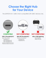 LENTION 4-in-1 USB-C Hub with USB 3.0, USB 2.0 (CB-C13)