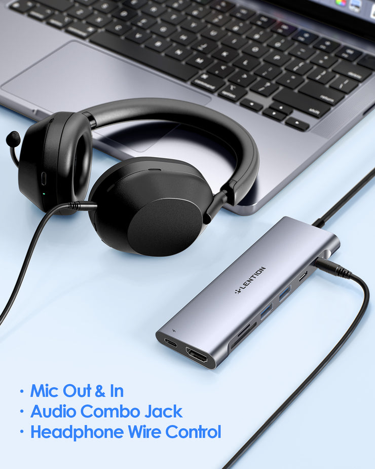 LENTION 8 in 1 3.3FT Long Cable USB C Hub (CB-C37-1M)