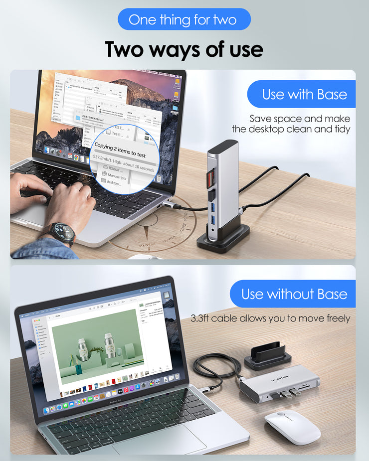 LENTION 10 in 1 Long Cable USB C Docking Station (CB-D55)