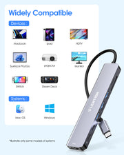 LENTION 8-in-1 USB-C Hub with 4K 60Hz HDMI, 100W Power Delivery, 5Gbps USB C Data, 3 USB 3.0 and microSD & SD Card Reader (CB-CE18s)