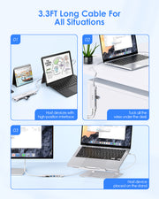 LENTION 8 in 1 3.3FT Long Cable USB C Hub (CB-C37-1M)