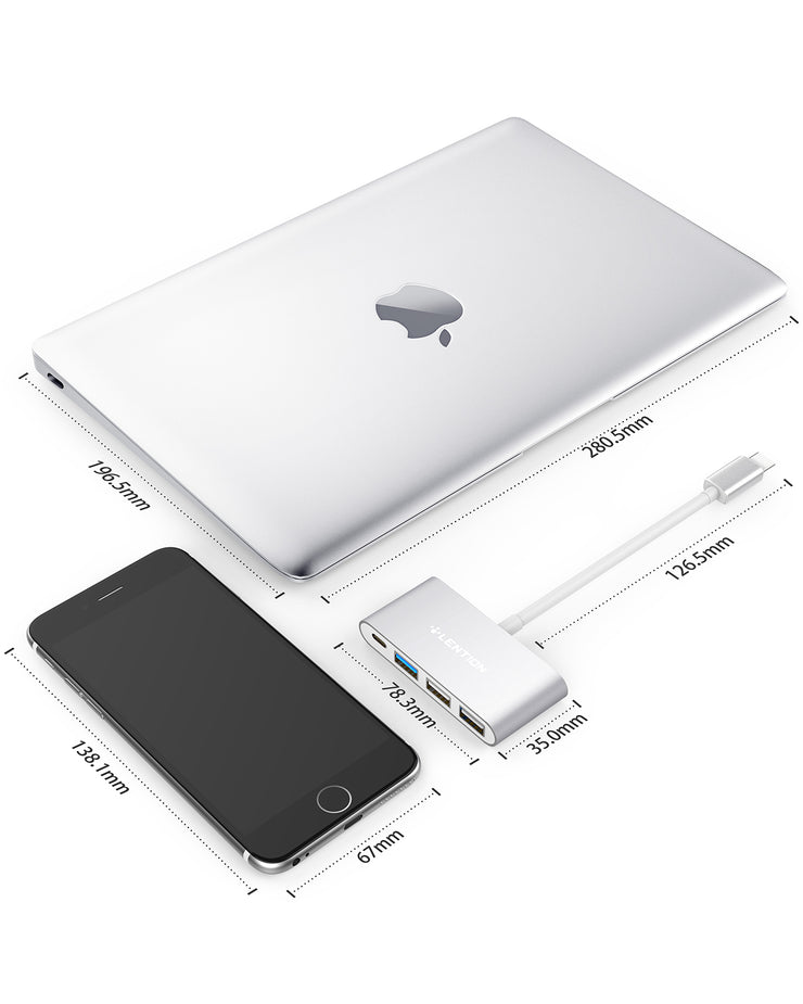 LENTION 4-in-1 USB-C Hub with USB 3.0, USB 2.0 (CB-C13)