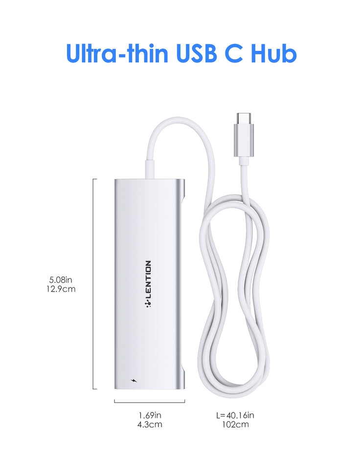 LENTION 8 in 1 3.3FT Long Cable USB C Hub (CB-C37-1M)