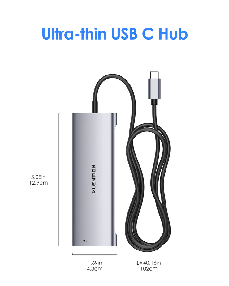 LENTION 8 in 1 3.3FT Long Cable USB C Hub (CB-C37-1M)