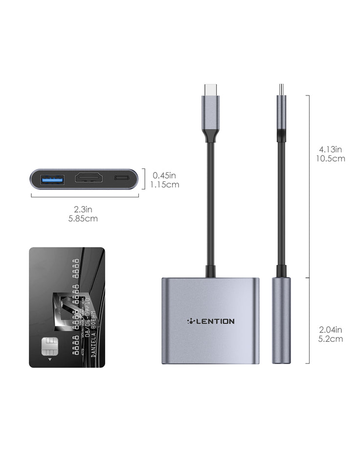 LENTION 3-in-1 USB C Hub with 4K HDMI and PD (CB-C14H)