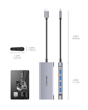 LENTION 6 in 1 Long Cable USB-C Hub with 4K HDMI, 4 USB 3.0, and PD (CB-C35H)