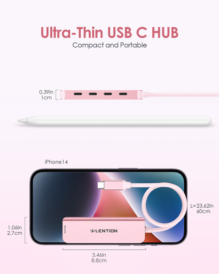 LENTION USB C Hub with 4 x USB C Ports & Type C Power Supply Port (CE31)