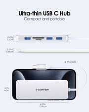 LENTION USB C Hub with 4K HDMI, 3 USB 3.0, SD/Micro SD Card Reader (CB-C18)