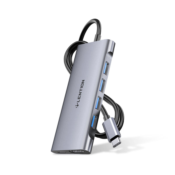 LENTION 6 in 1 Long Cable USB-C Hub with 4K HDMI, 4 USB 3.0, and PD (CB-C35H)