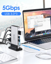 LENTION 10 in 1 Long Cable USB C Docking Station (CB-D55)