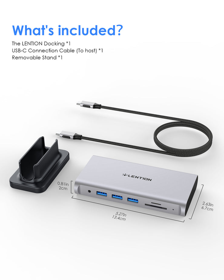 LENTION 10 in 1 Long Cable USB C Docking Station (CB-D55)