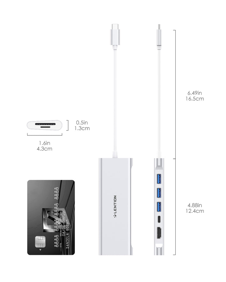 LENTION 7-in-1 USB C Hub with 4K HDMI and SD Card Reader More (CB-C36B)