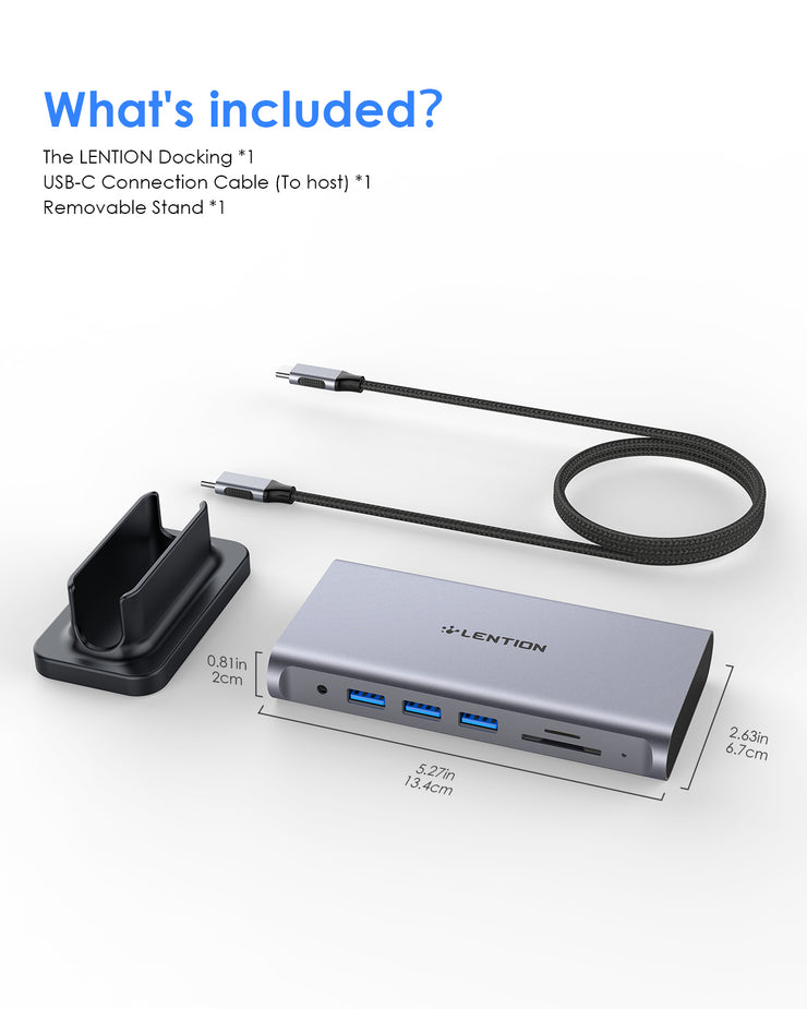 LENTION 10 in 1 Long Cable USB C Docking Station (CB-D55)