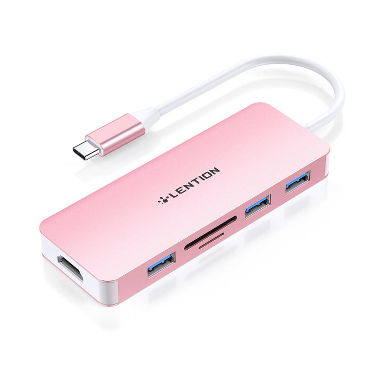 LENTION USB C Hub with 4K HDMI, 3 USB 3.0, SD/Micro SD Card Reader (CB-C18)