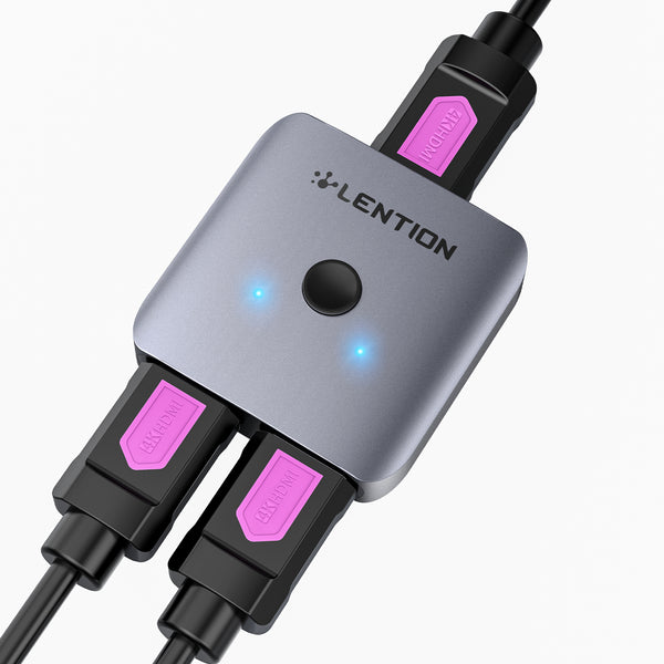 LENTION Bi-Directional 4K/60Hz Aluminum Dual HDMI Switcher, No External Power Required (TP-S32)