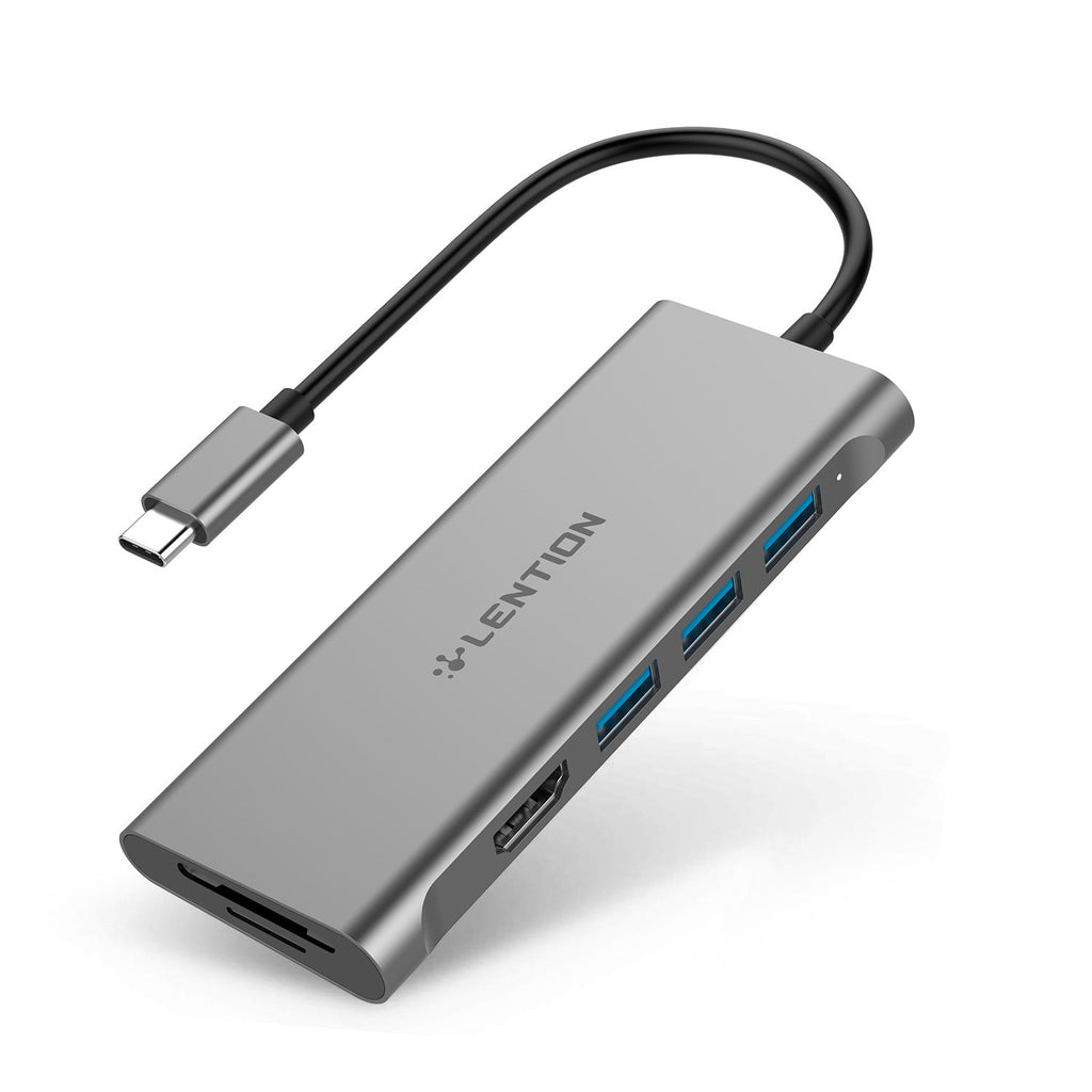 USB C Hub with 4K HDMI, 3 USB 3.0, SD 3.0 Card Reader|Lention