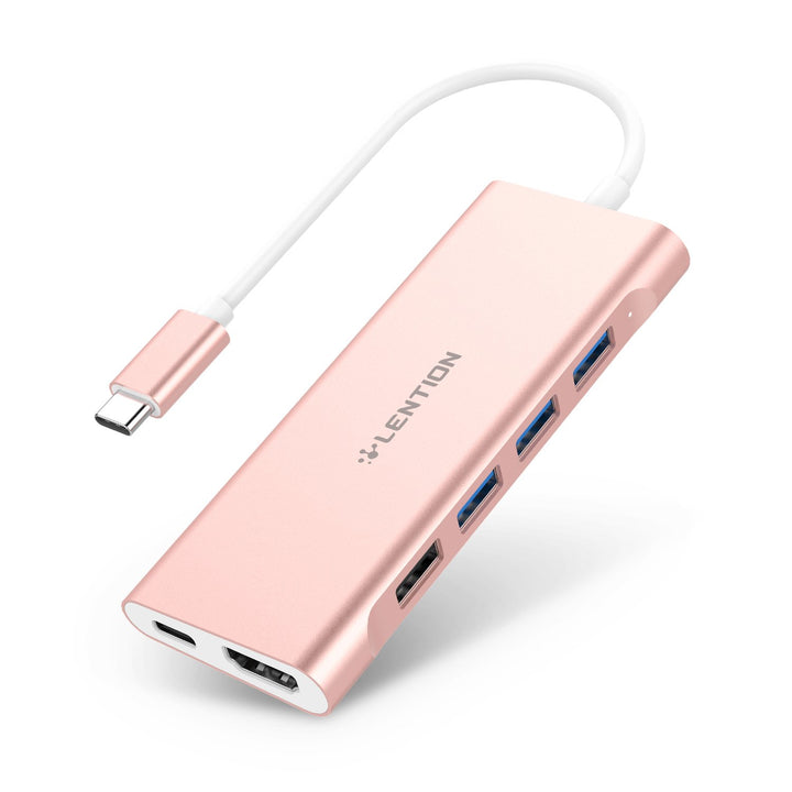 LENTION USB C Multi-Port Hub with 4K HDMI, 4 USB-A, SD 3.0 Card Reader, Type C Charging Adapter (CB-C36) (Space gray/Silver/Rose gold)|Compatible with New MacBook Air & Pro 13/15/16(With Thunderbolt 3 ports)/MacBook 12/New iMac /iMac Pro