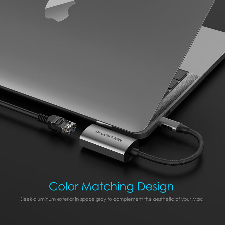 USB C to Gigabit Ethernet Adapter - Space gray/Silver/Rose gold | Lention.com