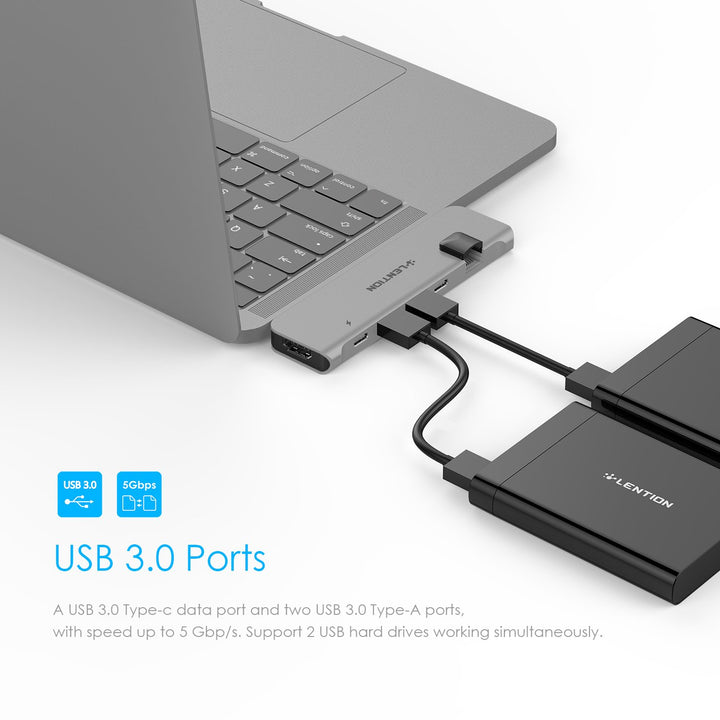 LENTION USB C Portable Hub with 100W Power Delivery -  Lention.com