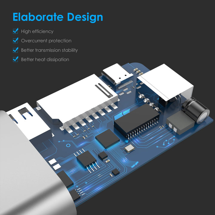  $59.99 - LENTION USB-C Digital AV Multiport Hub with 4K HDMI, 2 USB 3.0, Card Reader, Type C Charging, Gigabit Ethernet Adapter(US/UK/CA Warehouse In Stock) (for ASUS ZenBook3 / ZenBook Pro / Surface Book 2/Go / MacBook 12)