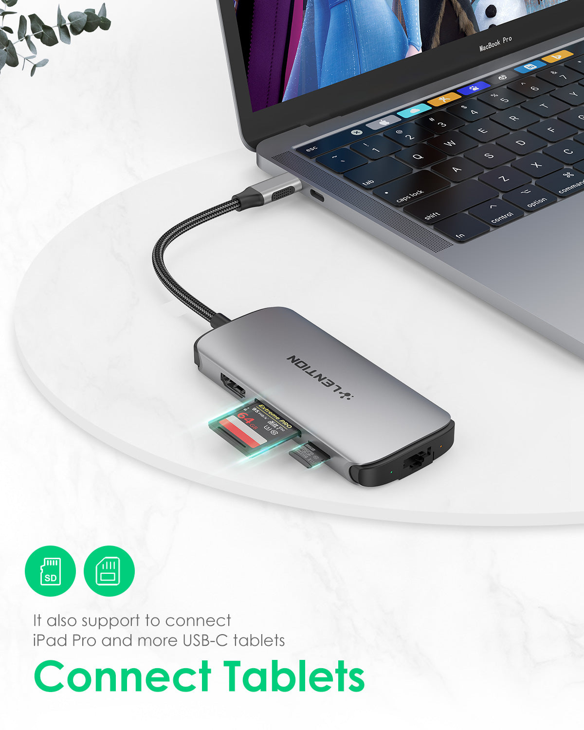 USB C Hub with 2 USB 3.0,4K HDMI and SD Card Reader|Lention