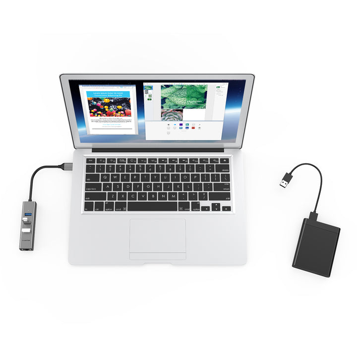 LENTION USB-A to 3 USB 3.0 10cm/0.5m Hub with Gigabit Ethernet LAN Adapter for MacBook Air (2009-2017), MacBook Pro 13/15 (Versions before 2016), Surface Pro, Dell, Lenovo, HP, and more PCs with USB-A ports:  Lention.com: Computers & Tablets