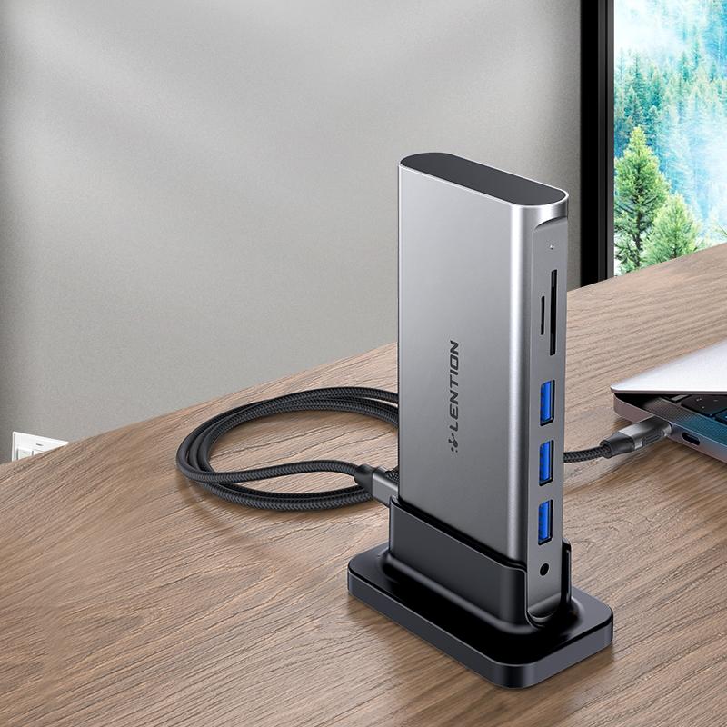 LENTION 10 in 1 Long Cable USB C Docking Station|Lention